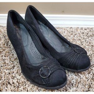 Dexflex Black Wedge Slip On Mary Janes, Sz 8.5